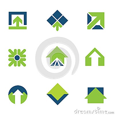 Going green for natural business success arrow up logo icon Stock Photo