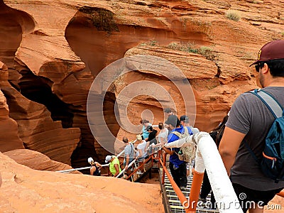 Going inside Lower Antelope Canyon - people - entrance-Arizona Navajo USA Editorial Stock Photo