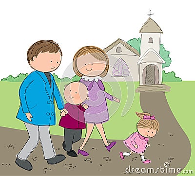 Going to church Vector Illustration