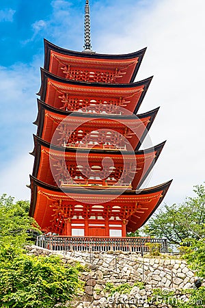 Goju-no-to pagoda of Itsukushima Shrine on Miyajima, Japan Stock Photo