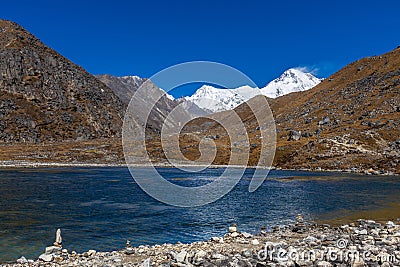 Gokyo lake on trek to Everest in Himalayas, Nepal Stock Photo