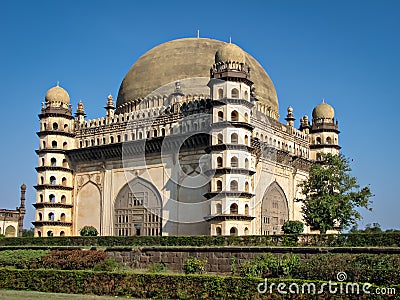 Gol Gumbaz is a tomb of Adil Shah in Bijapur, Karnataka. Its circular dome is said to be the second largest in the world after St. Editorial Stock Photo