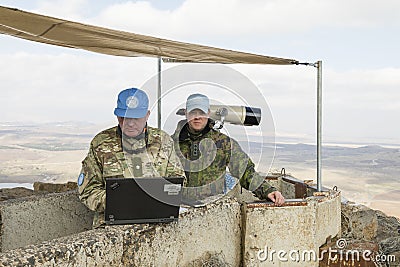 Golan Heights, Israel, December 22, 2016: The peacekeeper from the UN Editorial Stock Photo