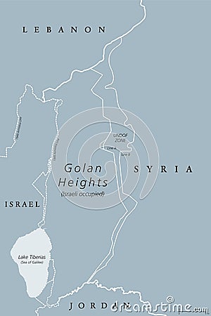 Golan Heights political map gray Vector Illustration