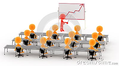 Gold 3d men on business lecture Stock Photo