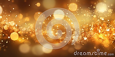 A gold abstract bokeh background. Generative AI AIG30. Stock Photo