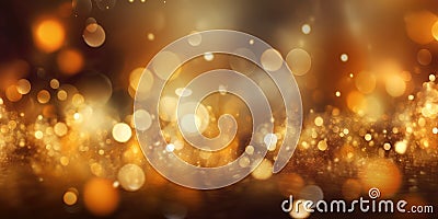 A gold abstract bokeh background. Generative AI AIG30. Stock Photo