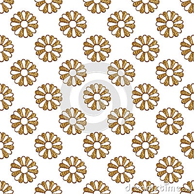 Gold abstract flowers pattern. Hand painted floral seamless background. Stock Photo