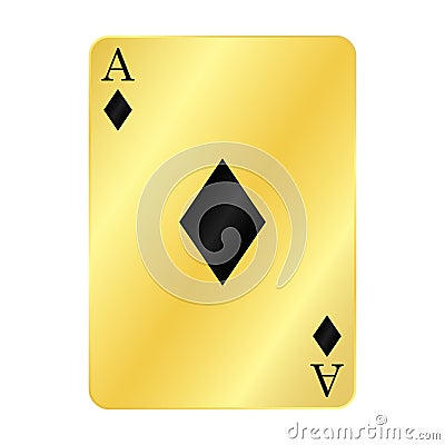 Fun gold ace of diamonds Cartoon Illustration