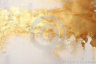 Gold Acrylic Background Texture, Abstract Art Canvas Stock Photo