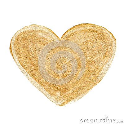 Gold acrylic heart. Hand drawn. Vector Illustration