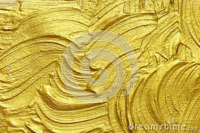 Gold acrylic textured painting Stock Photo