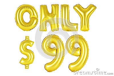 Only ninety-nine dollars, gold color Stock Photo