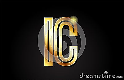 gold alphabet letter ic i c logo combination icon design Vector Illustration