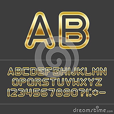 Gold alphabet letters. Vector Illustration