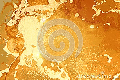 Gold and amber geode. Marble abstract pattern. Alcohol ink technique Vector Illustration