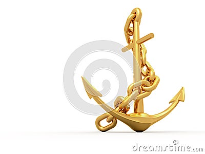 Gold Anchor Stock Photo