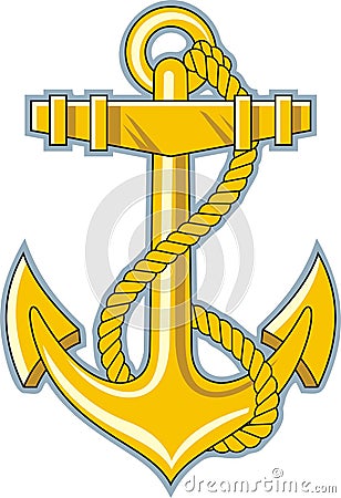 Gold anchor Vector Illustration