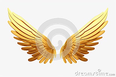 gold angel wings on a white background Stock Photo