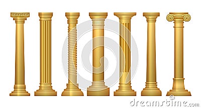 Gold antique columns Vector Illustration