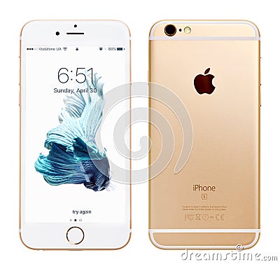 Gold Apple iPhone 6S Editorial Stock Photo