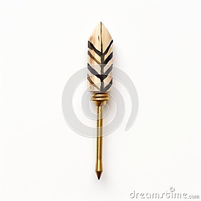 Gold Arrow Wine Stopper: Exquisite Watercolor Painting On White Background Stock Photo