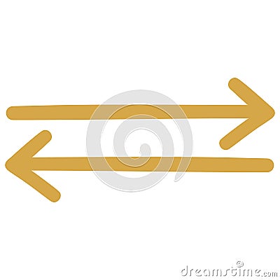 Gold Arrows Left Right Opposite Directions Divergence Forward Backward Doodle Line Vector Vector Illustration