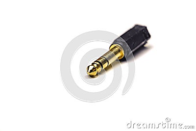 gold audio adapter isoalted on white background Stock Photo