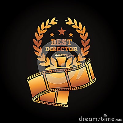 Gold award best director laurel strip film movie Vector Illustration