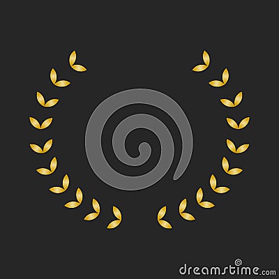 Gold award laurel wreath on dark background. Vector Illustration