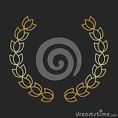 Gold award laurel wreath on dark background. Vector Illustration