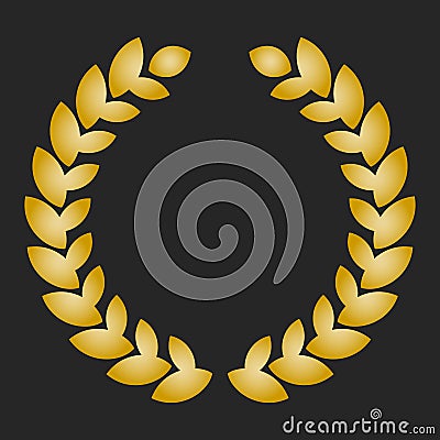 Gold award laurel wreath on dark background. Vector Illustration