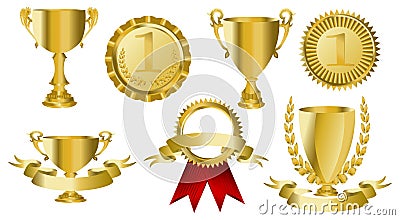 Gold award ribbons Vector Illustration