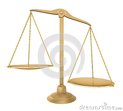 Gold balance. Front View Stock Photo