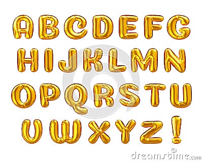 Gold balloon alphabet uppercase letters Vector Illustration