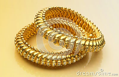 Gold bangles Stock Photo