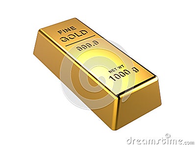 gold bar isolated on a white background. Financial concepts. 3d illustration Cartoon Illustration