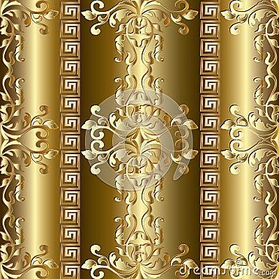 Gold Baroque seamless pattern. Greek ornaments. Vector Illustration