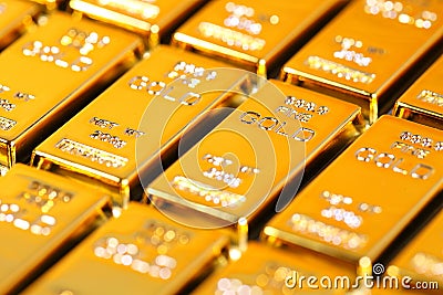 Gold bars and Financial Stock Photo