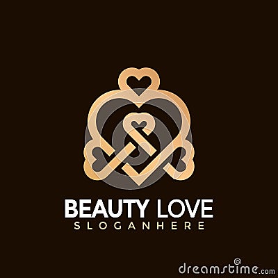 Gold Beauty Love Modern Logo Icon Design Vector Illustration Vector Illustration