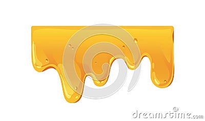 Gold bee honey flowing down. Amber maple syrup wave, sweet caramel melting, dripping. Fluid liquid molten candy leaking Vector Illustration