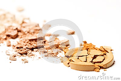 Gold beige eye shadow crushed cosmetic isolated on white background. Beauty , fashion and style Stock Photo