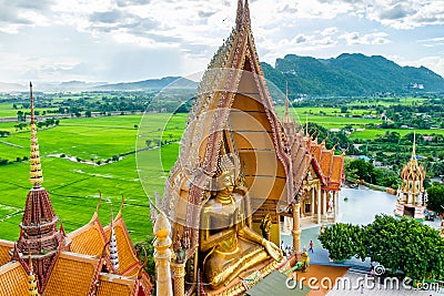 Gold big buddha statue temple wat tham sua Stock Photo