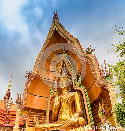 Gold big buddha statue temple wat tham sua Stock Photo