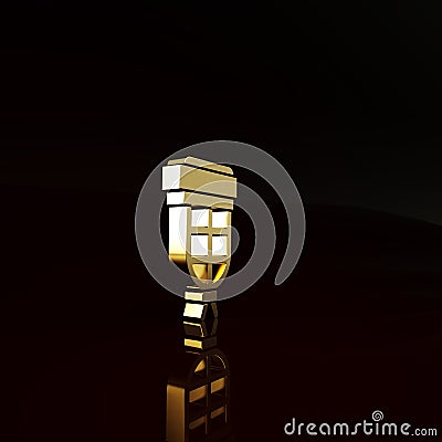 Gold Billiard pocket icon isolated on brown background. Billiard hole. Minimalism concept. 3d illustration 3D render Cartoon Illustration