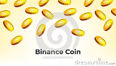 Gold Binance Coin BNB falling from the sky. BNB cryptocurrency concept banner background Vector Illustration