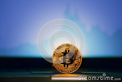 Gold bitcoin computer graphic studio Stock Photo