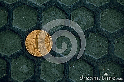 Gold bitcoin computer graphic studio Stock Photo