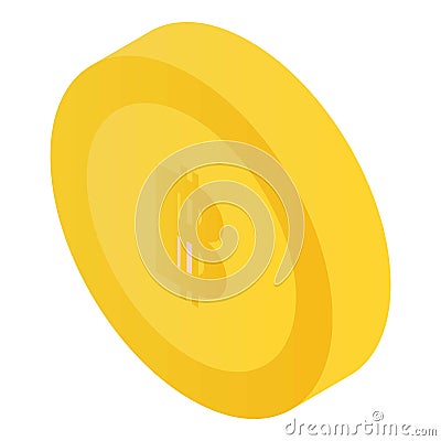 Gold bitcoin icon, isometric style Vector Illustration