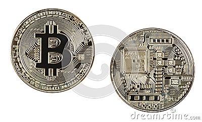 Gold Bitcoin Isolated on a white background Stock Photo